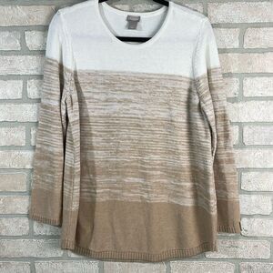Chicos  Striped Crewneck sweater size L